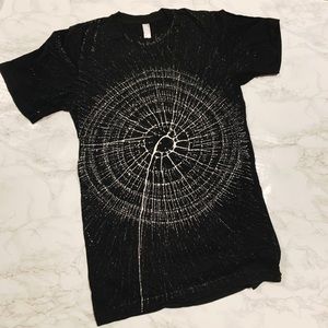 American Apparel Black Splatter Web Shirt Men Size XS